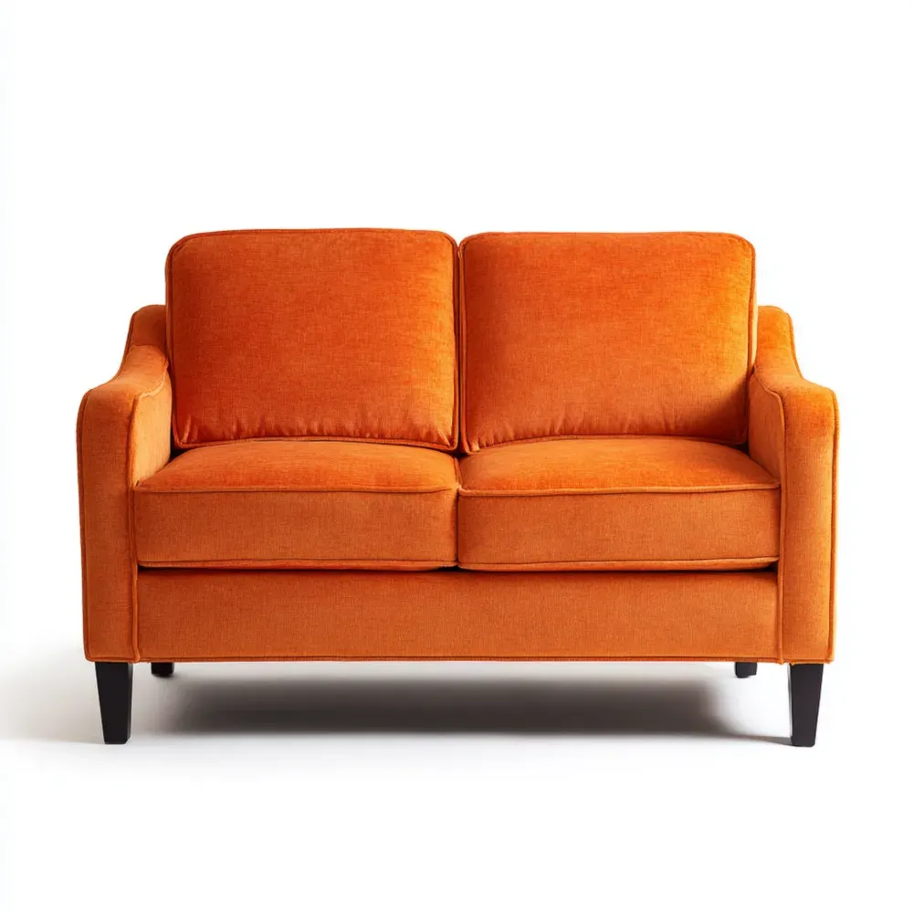 Sofá de dos plazas 140x85x88 cm – Naranja – Tela Moderna