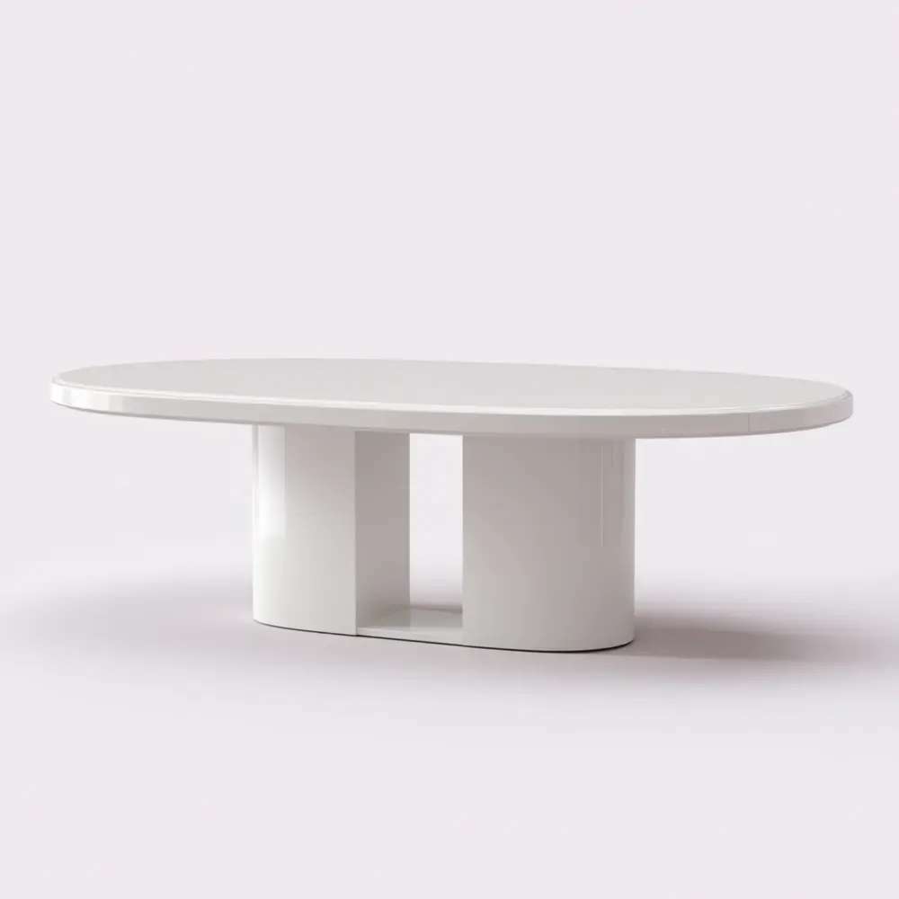 Mesa de comedor ovalada 200x100x75 cm Madera Blanco - Diseño contemporáneo
