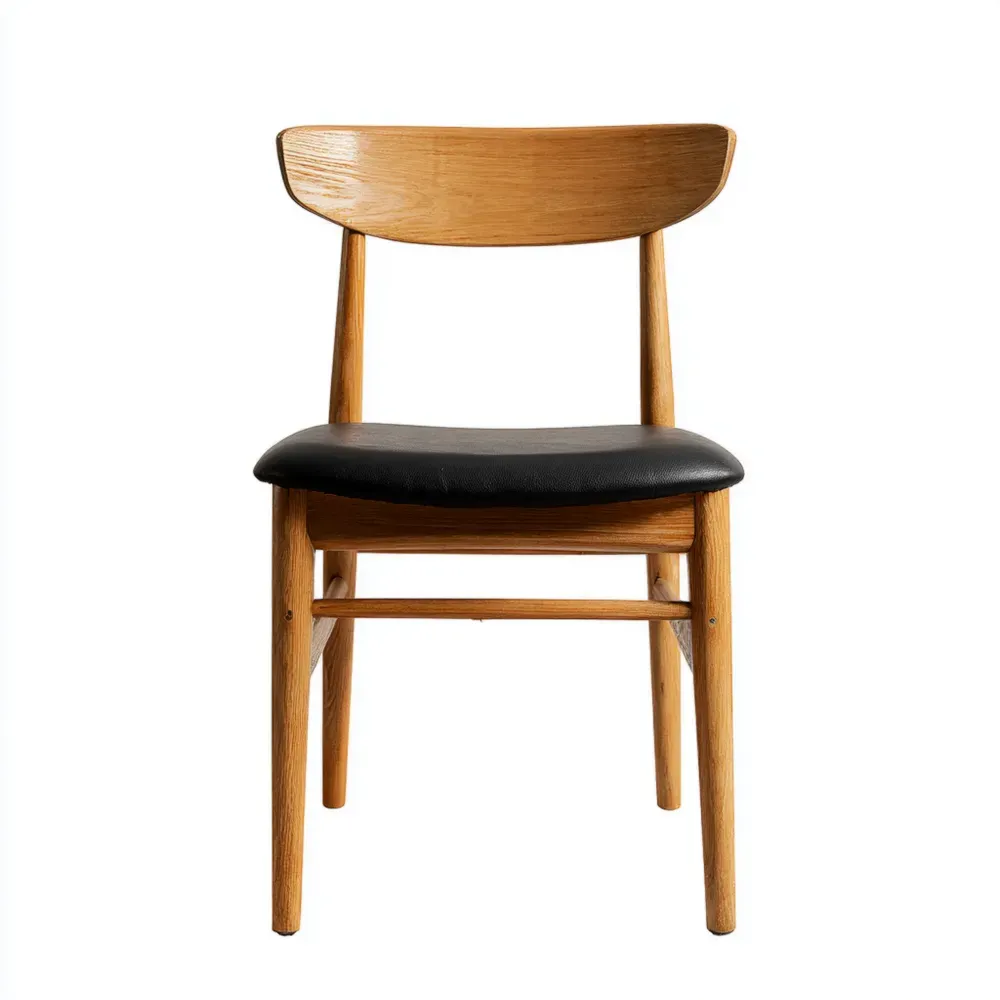 Silla de comedor 45x50x85 cm Madera tapizada en Cuero Negro - Diseño clásico
