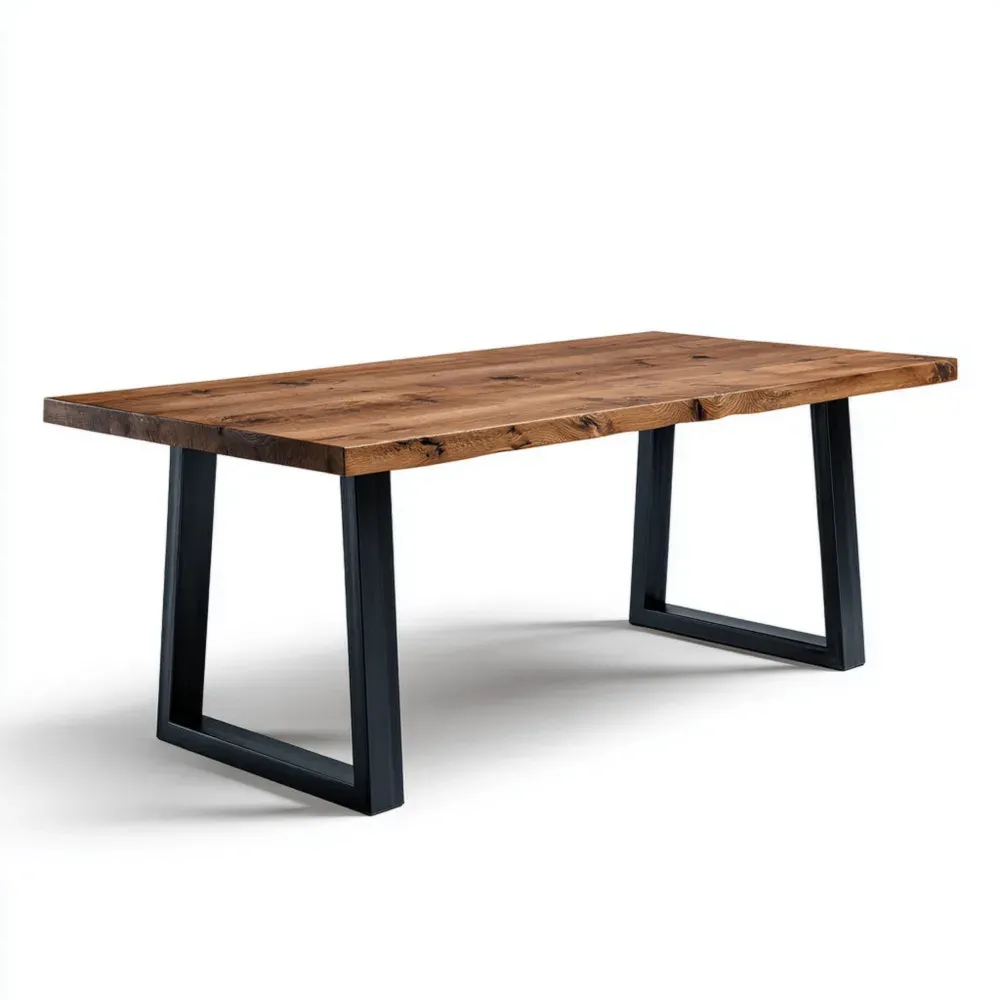 Mesa de Comedor de Madera Maciza 180x90x75 cm - Marrón - Diseño Industrial