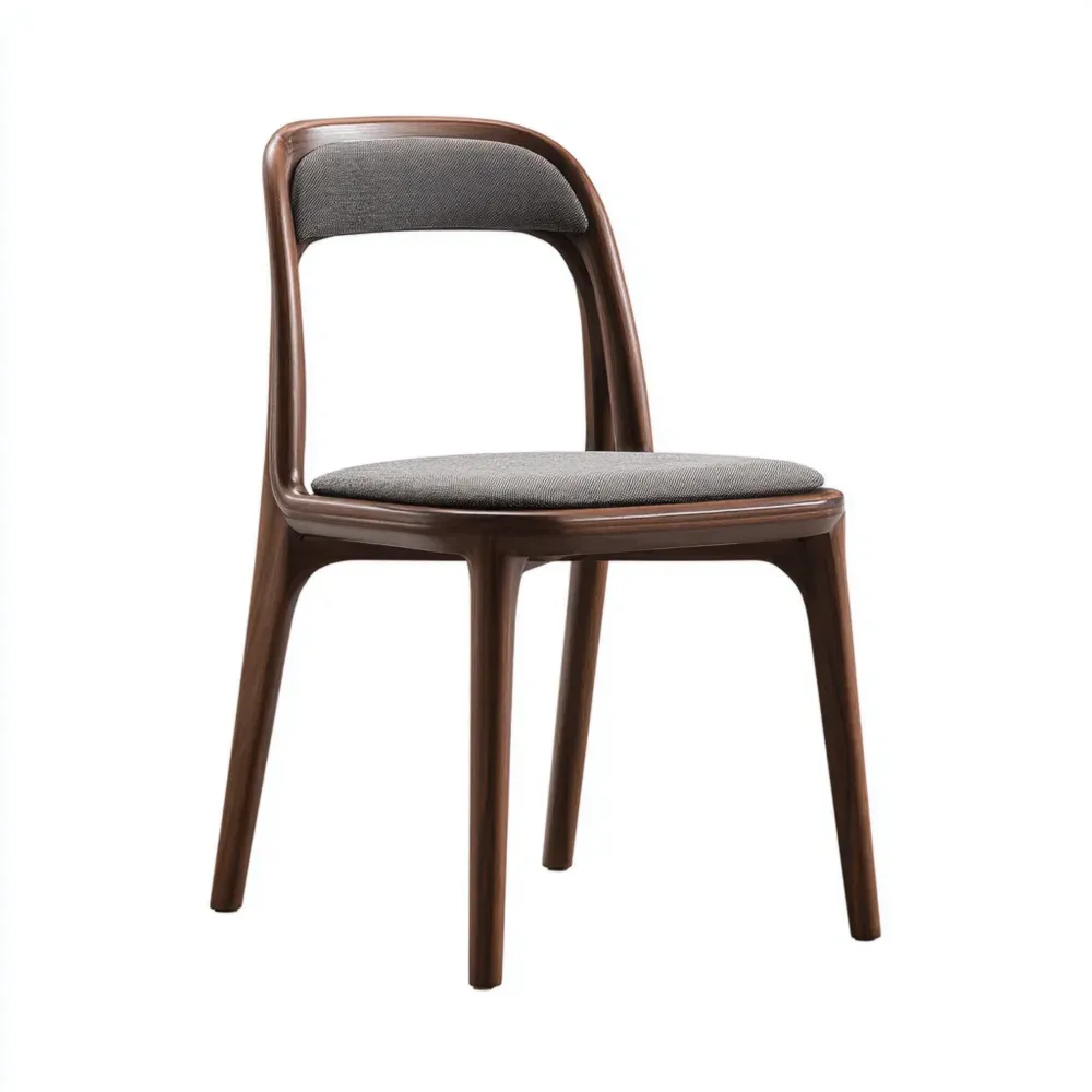 Silla de comedor Madera tapizada 45x50x85 cm - Gris oscuro - Diseño contemporáneo
