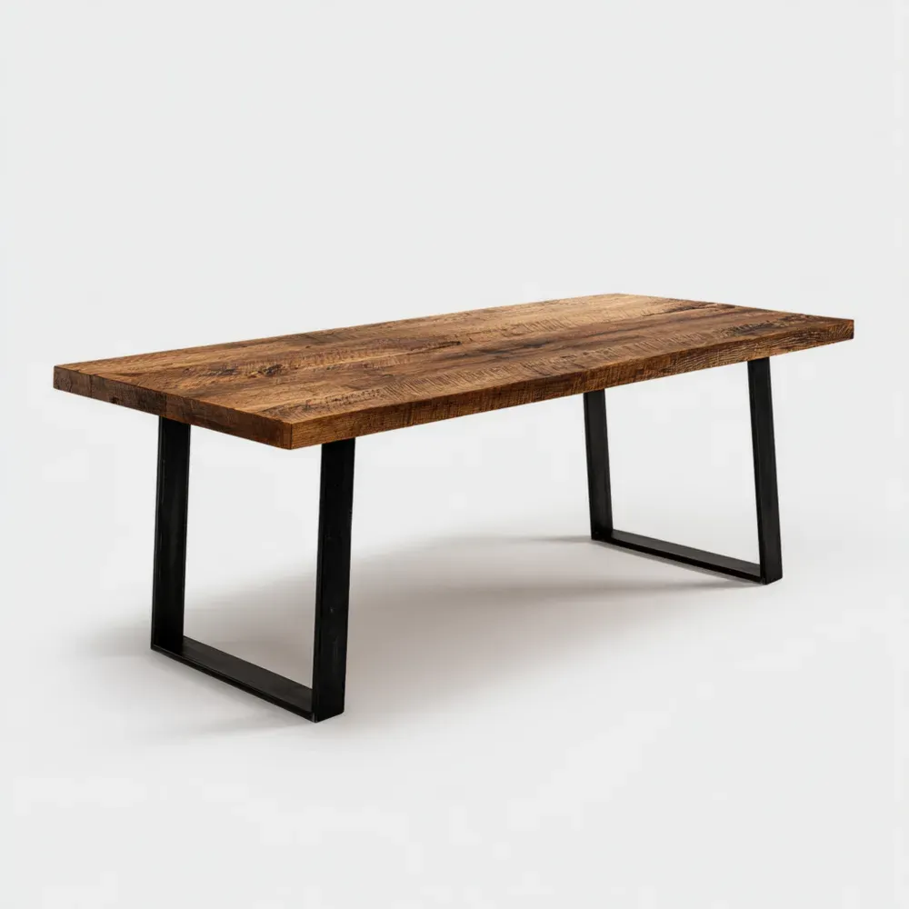 Mesa de comedor Madera maciza 200x90x75 cm - Marrón - Estilo industrial