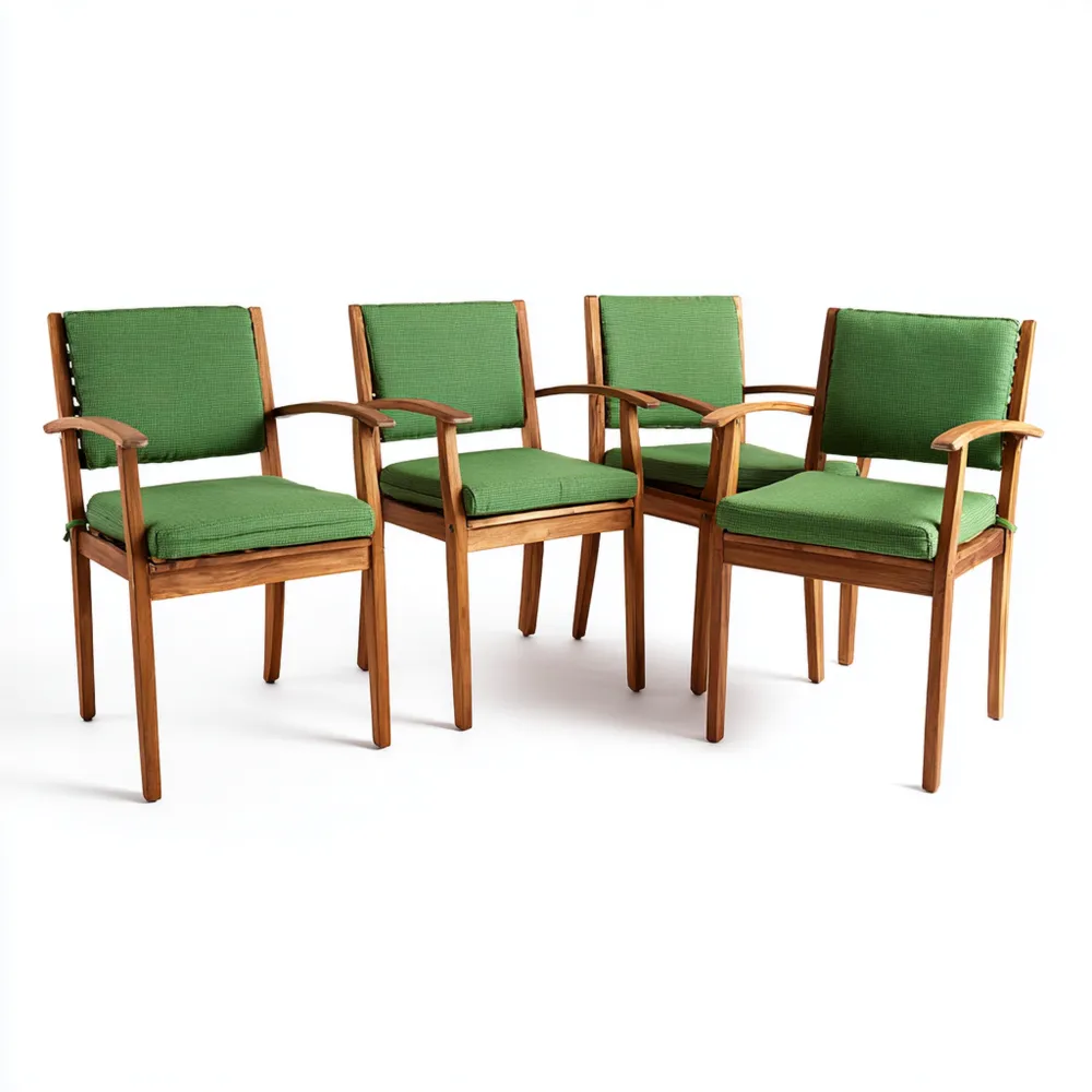 Sillas de comedor de jardín madera de teca 60x60x80 cm - Verde - Diseño clásico