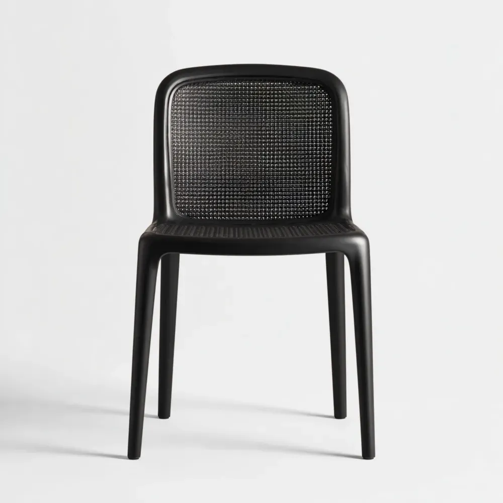 Silla de Jardín Plástica 45x50x80 cm - Color Negro - Diseño Moderno