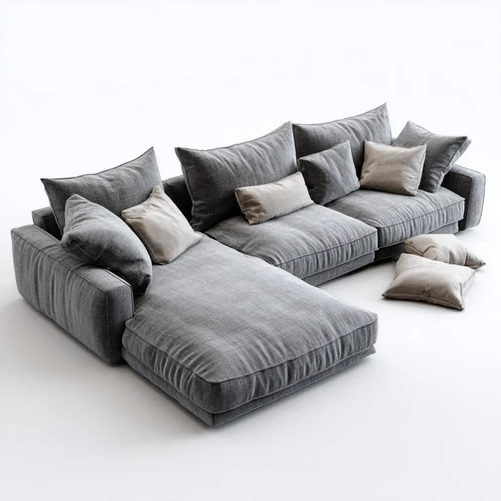 Sofá seccional de tela 300x180x90 cm – Gris Oscuro – Diseño moderno