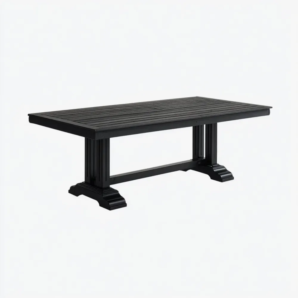 Mesa de comedor de metal 200x90x75 cm – Negro – Estilo clásico
