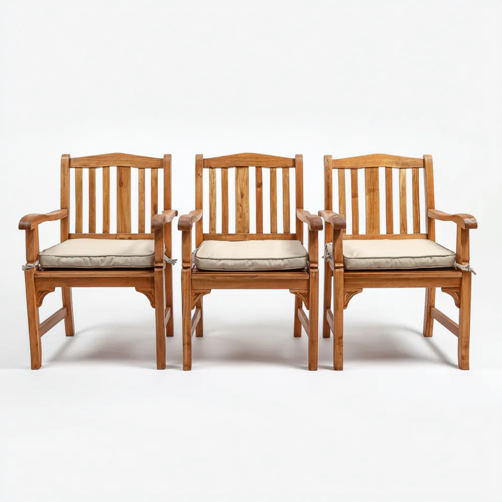 Sillas de patio de madera de teca 60x65x90 cm con cojines Beige