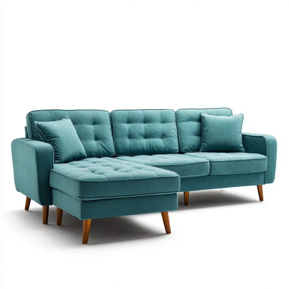 Sofá seccional de 230x150x85 cm de tela – Azul Turquesa – Diseño contemporáneo