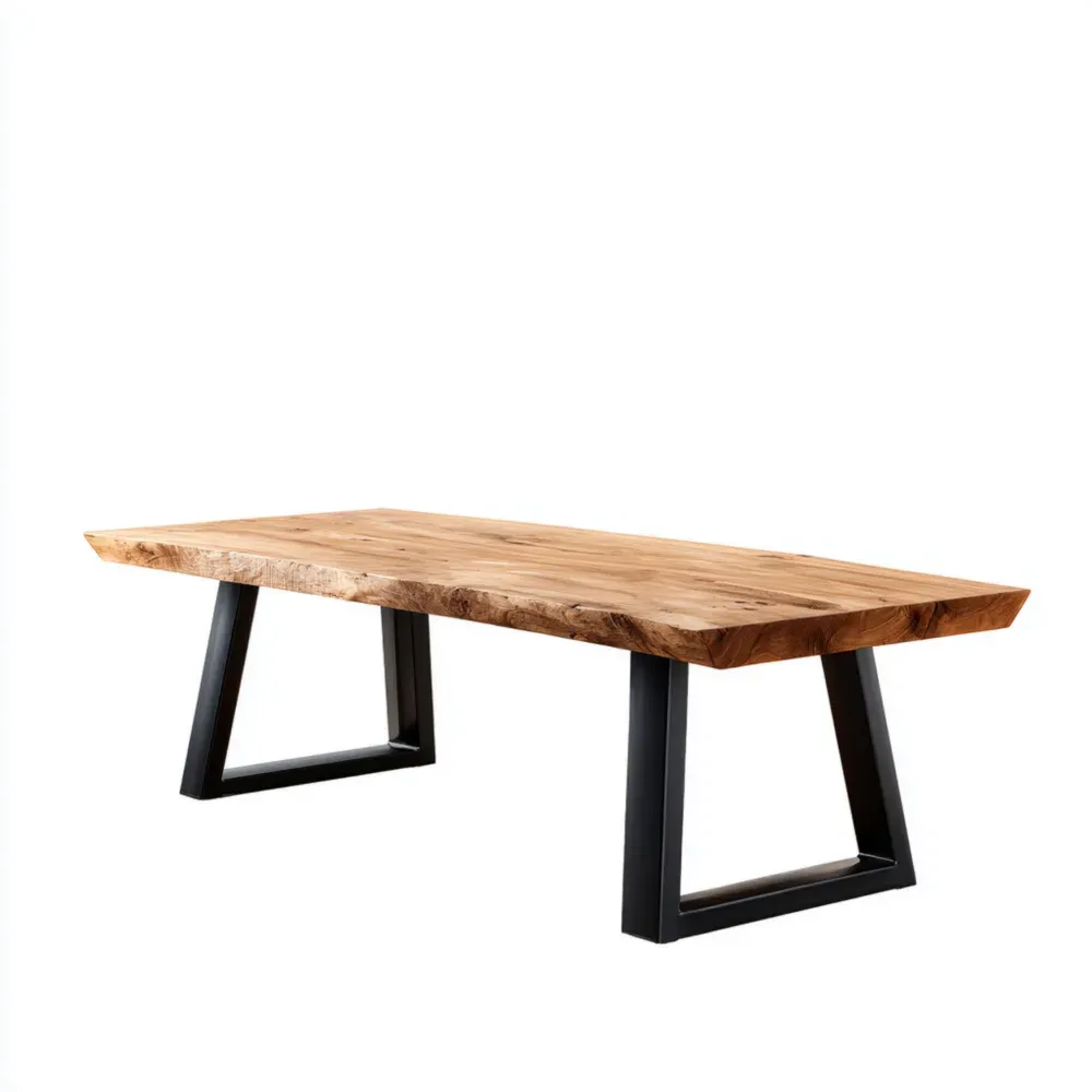 Mesa de comedor de madera maciza 200x100x75 cm - Estilo industrial en Natural/Negro