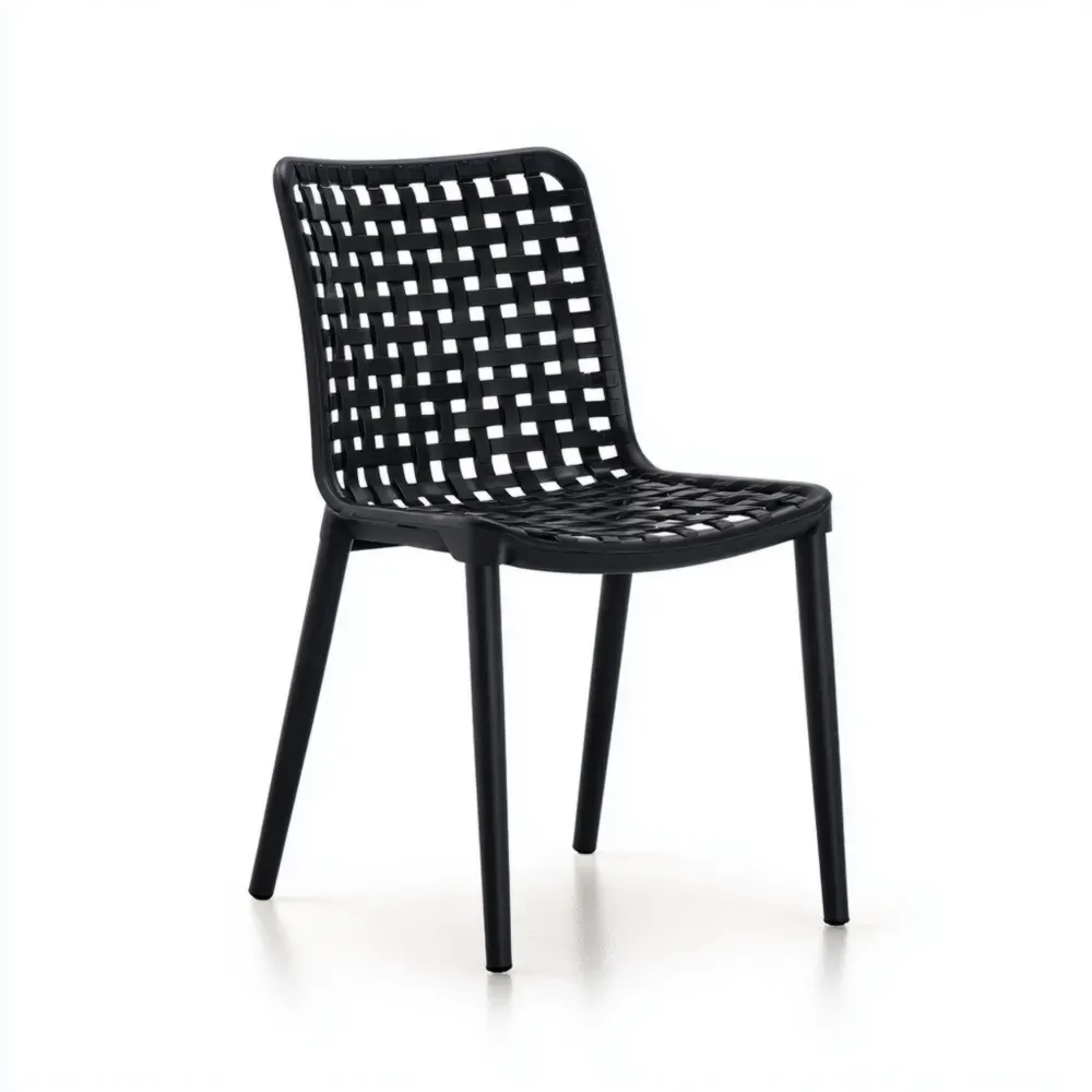 Silla de jardín plástica 45x50x85 cm - Negra - Diseño moderno