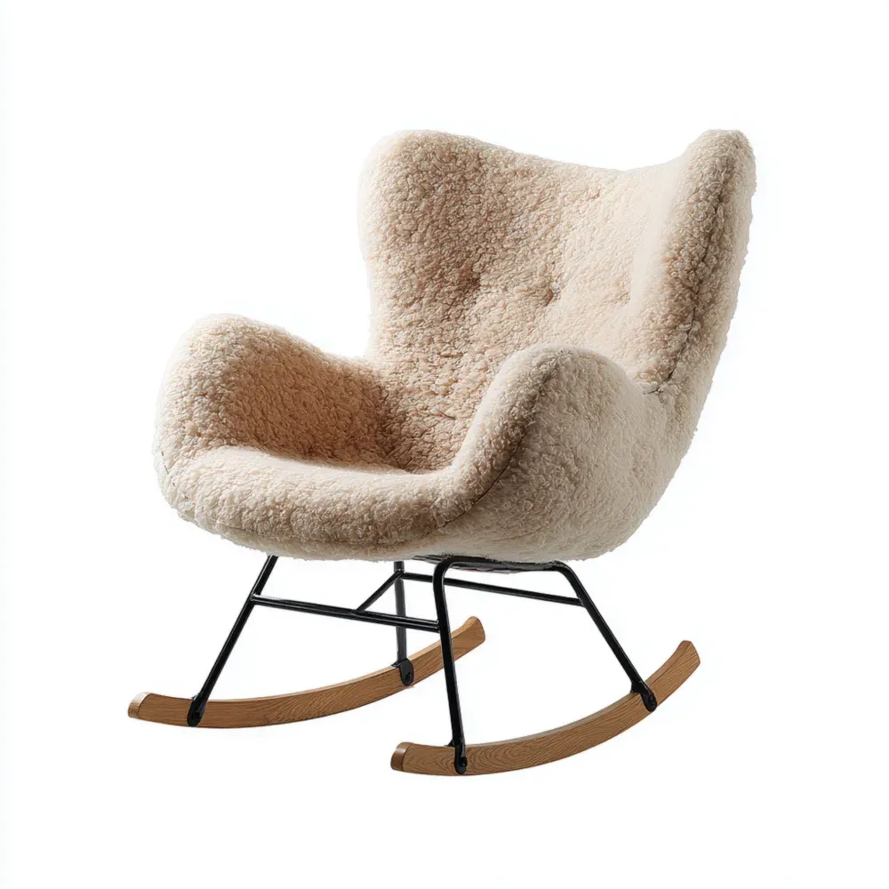 Mecedora Ergonomica Tapizada en Piel Sintética Crema 70x80x85 cm – Estilo Moderno