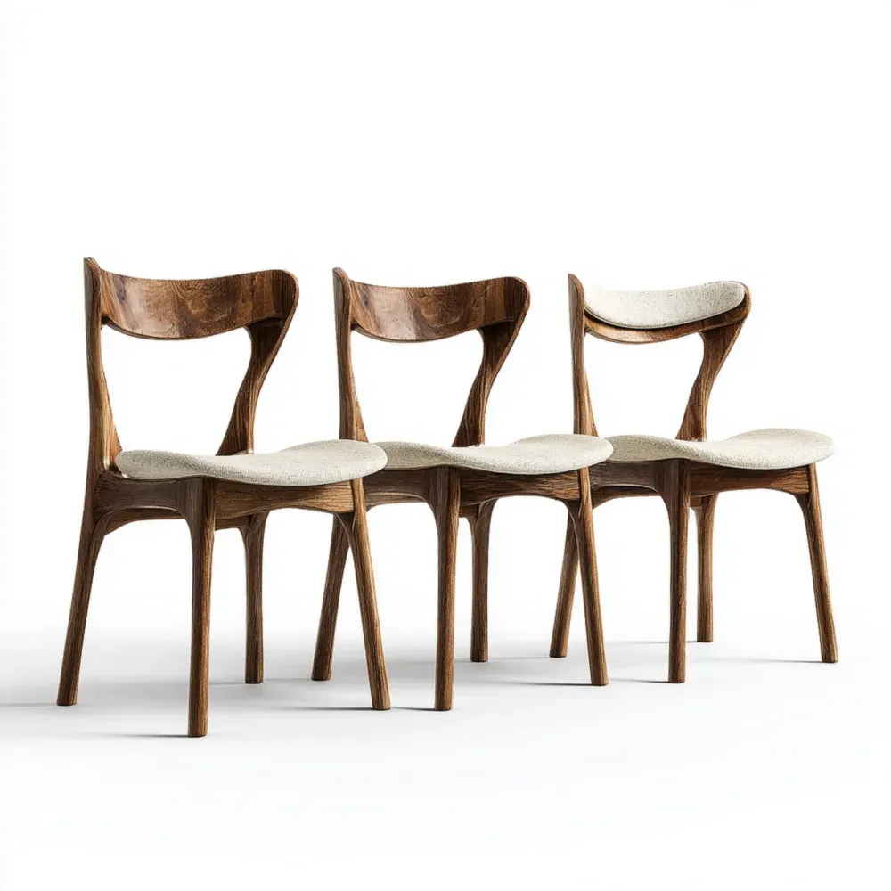 Juego de sillas de comedor 45x50x85 cm Madera y tapizado – Beige – Diseño contemporáneo