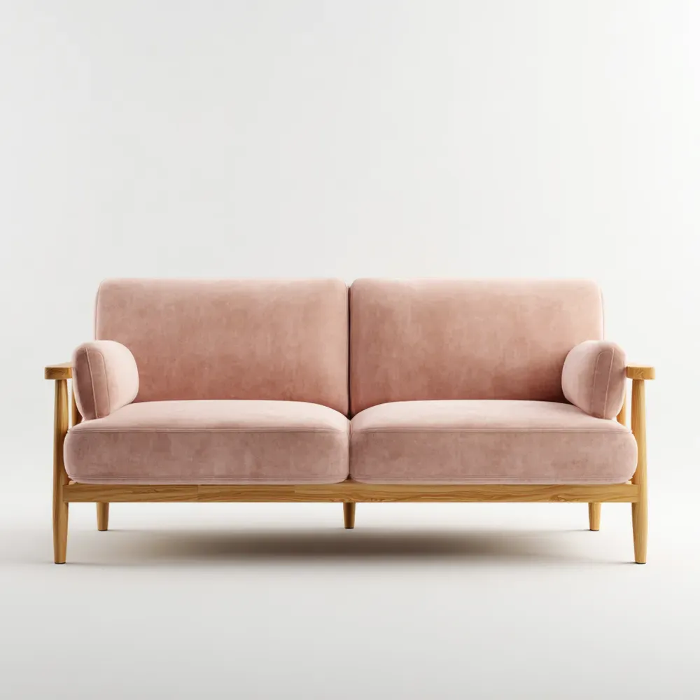 Sofá de dos plazas 140x80x85 cm Tapizado en Tela Rosa – Estilo Escandinavo