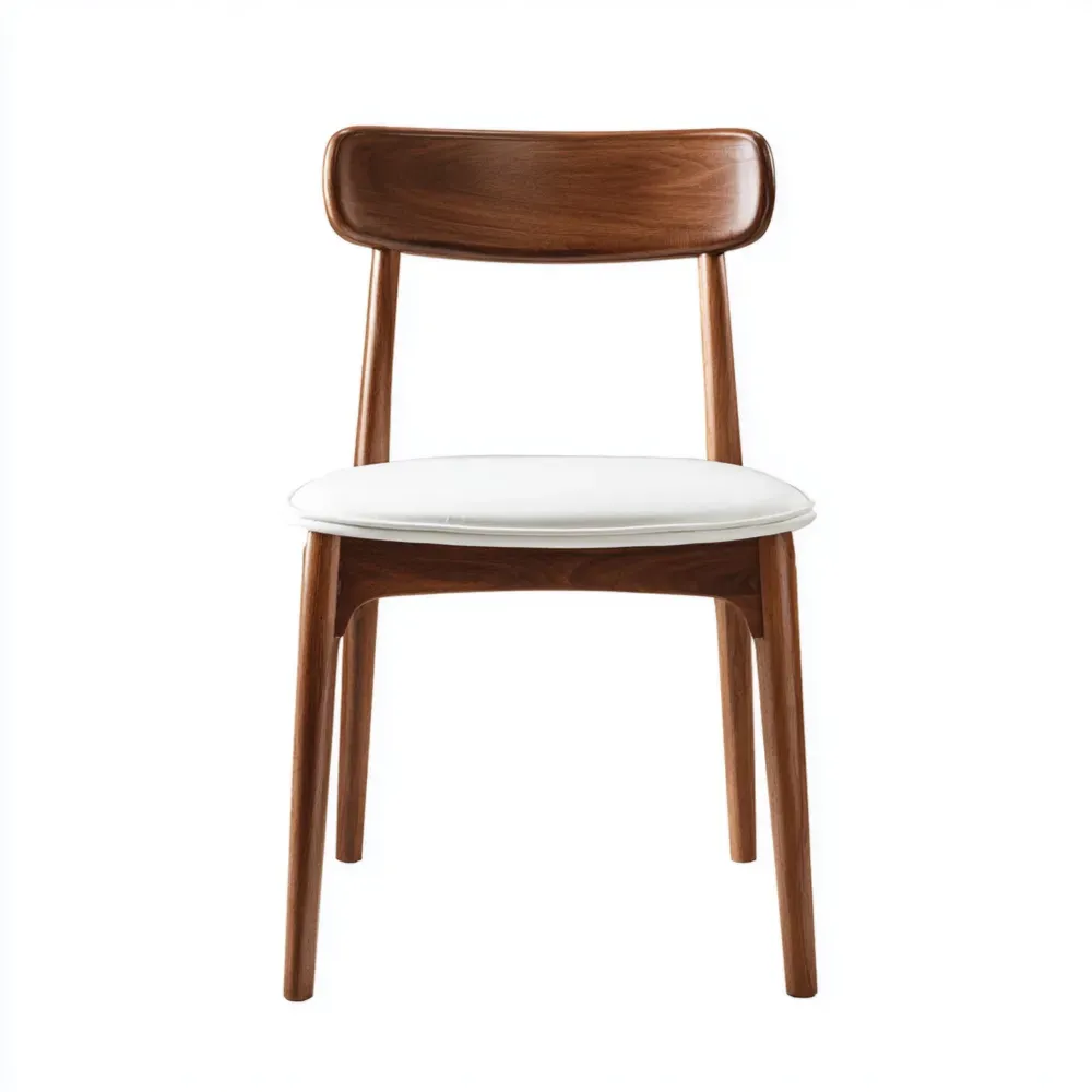 Silla de comedor de madera y cuero 45x50x85 cm - Blanco/Madera