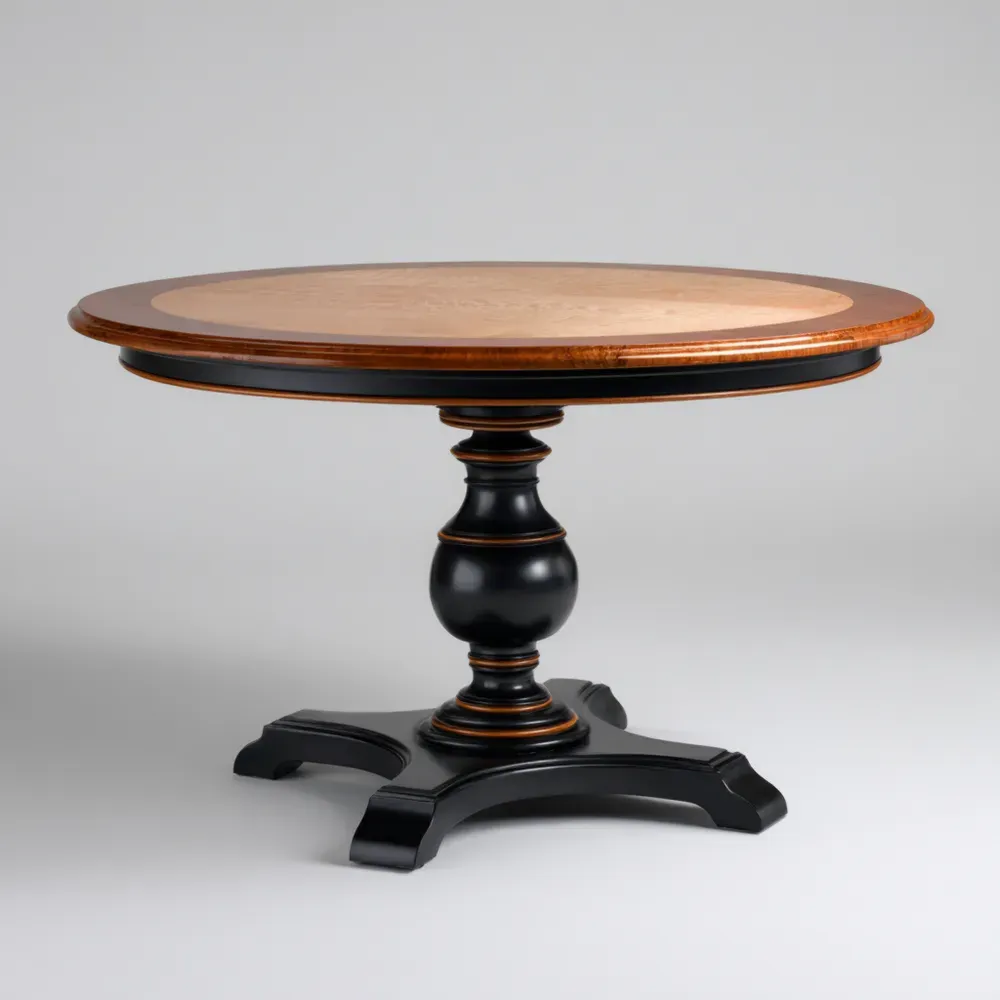 Mesa de comedor redonda de madera 100x100x75 cm - Negro/Marrón