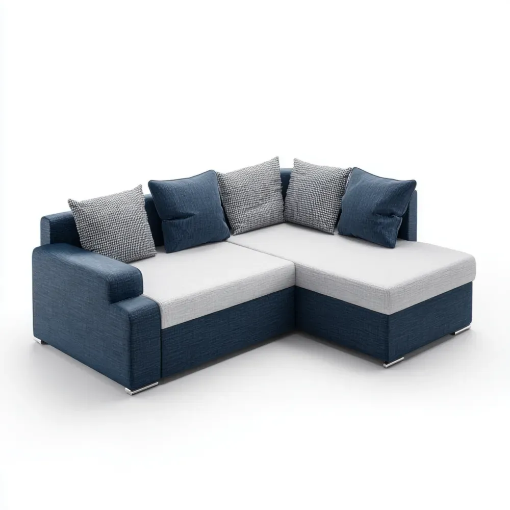 Sofá Seccional 250x140x85 cm - Azul/Gris - Diseño Moderno