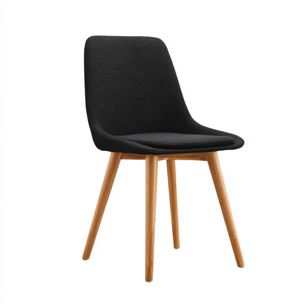 Silla de comedor tapizada en tela 43x52x82 cm - Negro - Estilo escandinavo