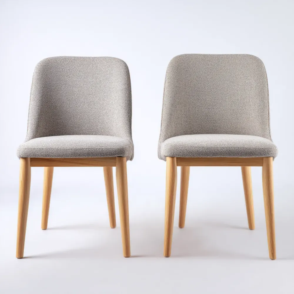 Sillas de Comedor Tapizadas 45x50x85 cm - Gris Claro - Diseño Contemporáneo
