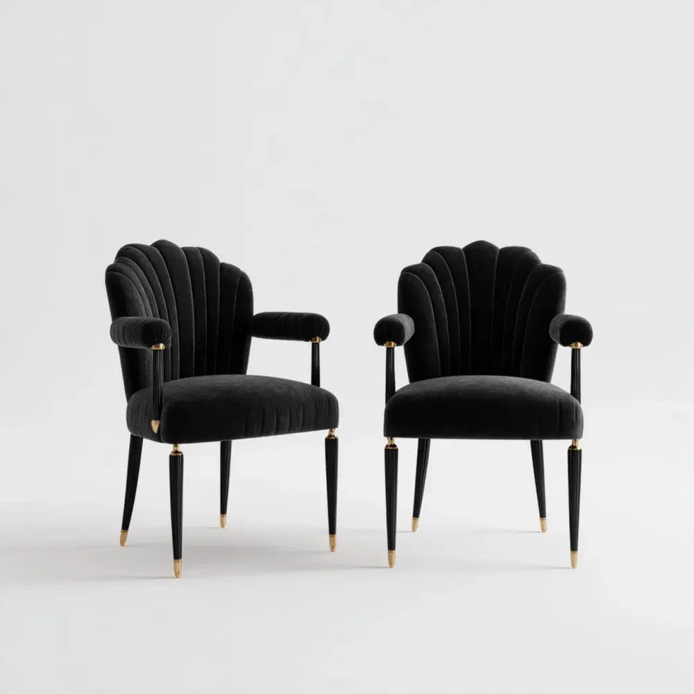 Sillas de Comedor Tapizadas Aterciopeladas 50x45x88 cm Negras – Diseño Moderno