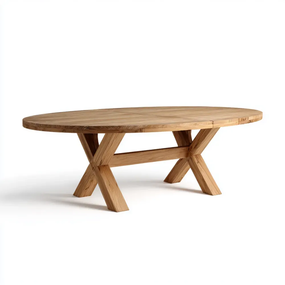 Mesa de comedor ovalada madera maciza 200x100x75 cm - Color Natural - Estilo rústico