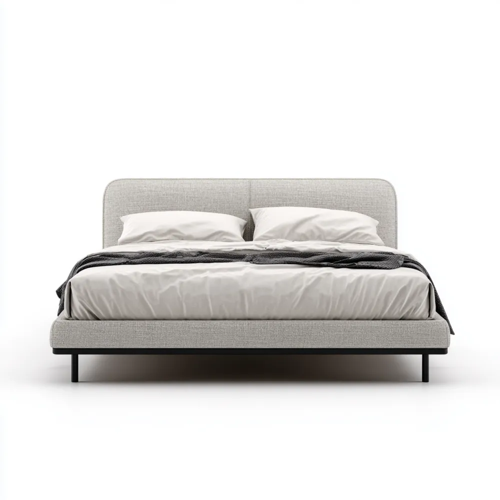 Cama Doble Tapizada Tela 200x150x90 cm - Gris Claro - Diseño Contemporáneo