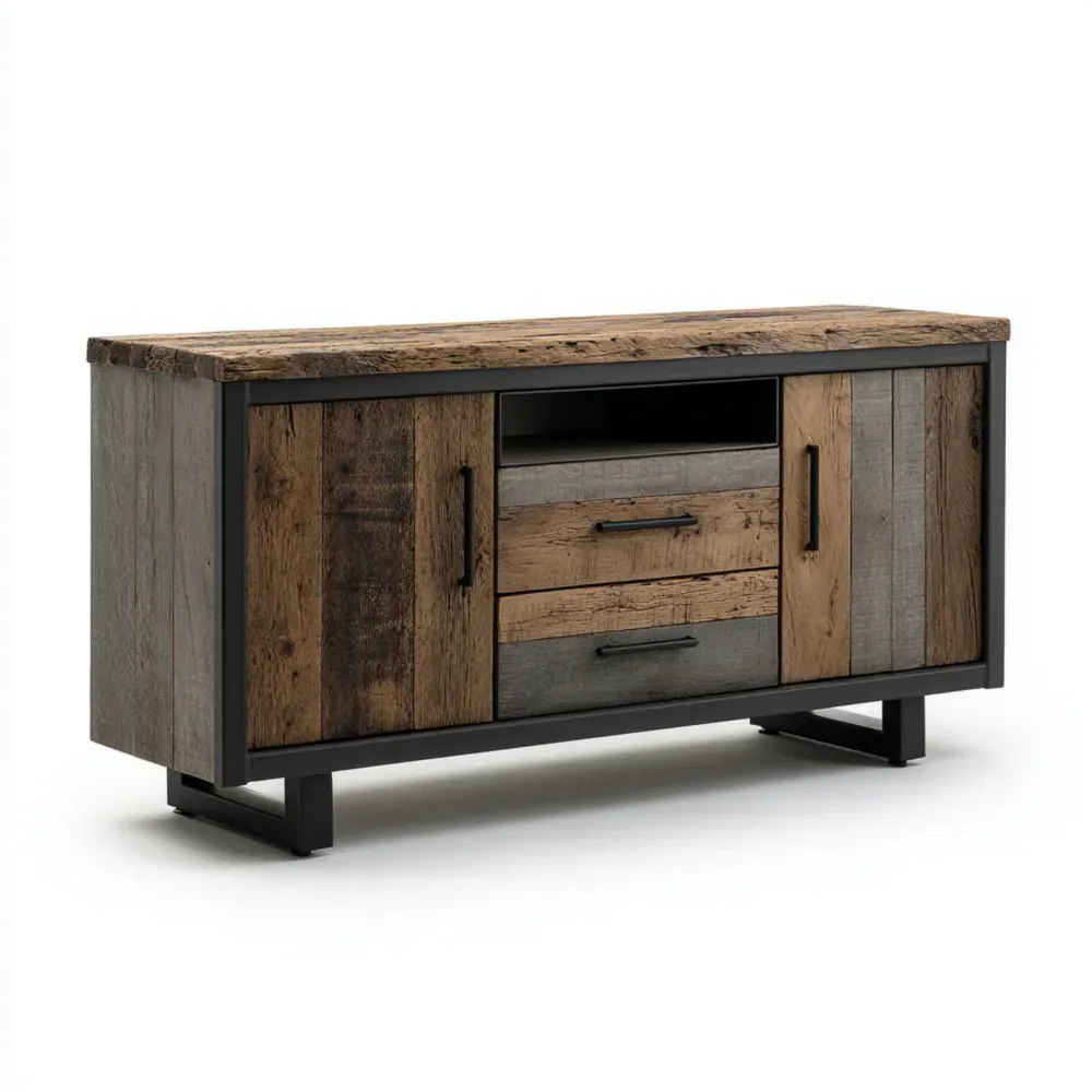 Mueble de TV de Madera Reciclada 150x40x50 cm - Marrón Rústico