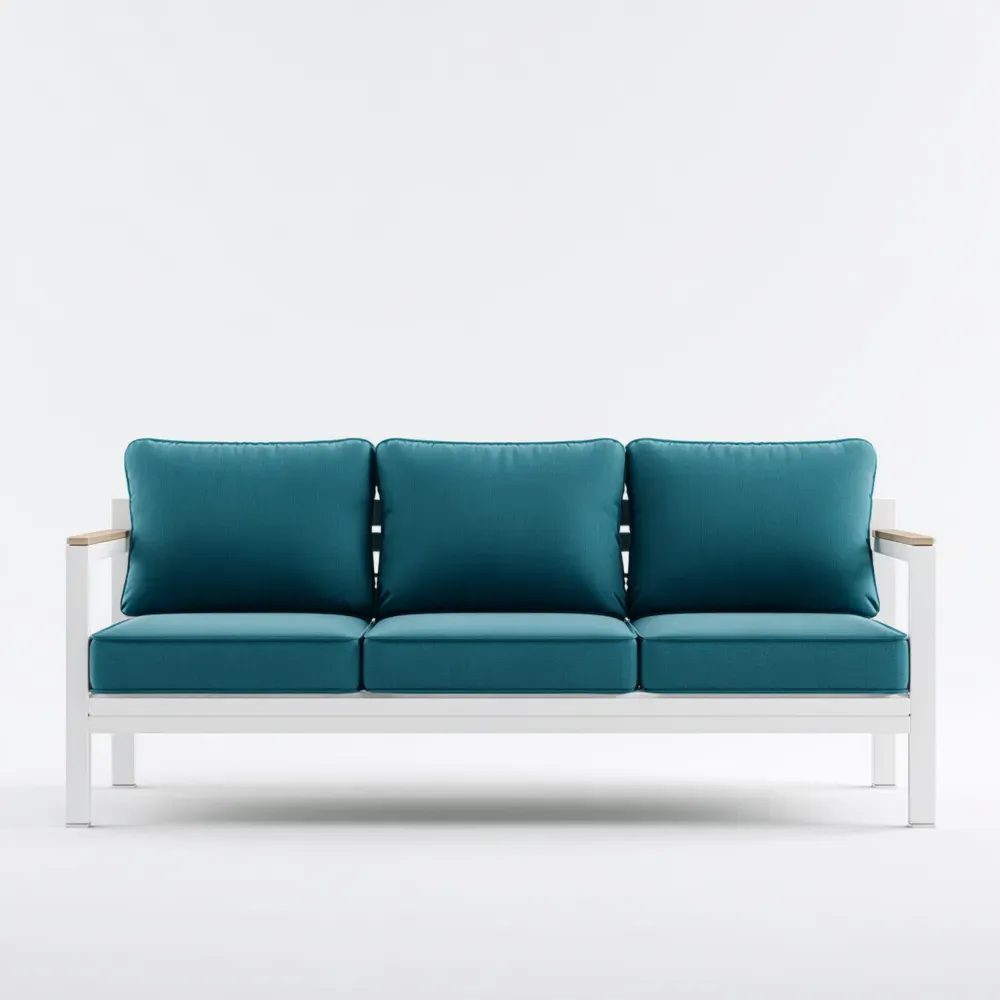 Sofá de jardín de metal con cojines 180x75x85 cm - Azul - Diseño moderno