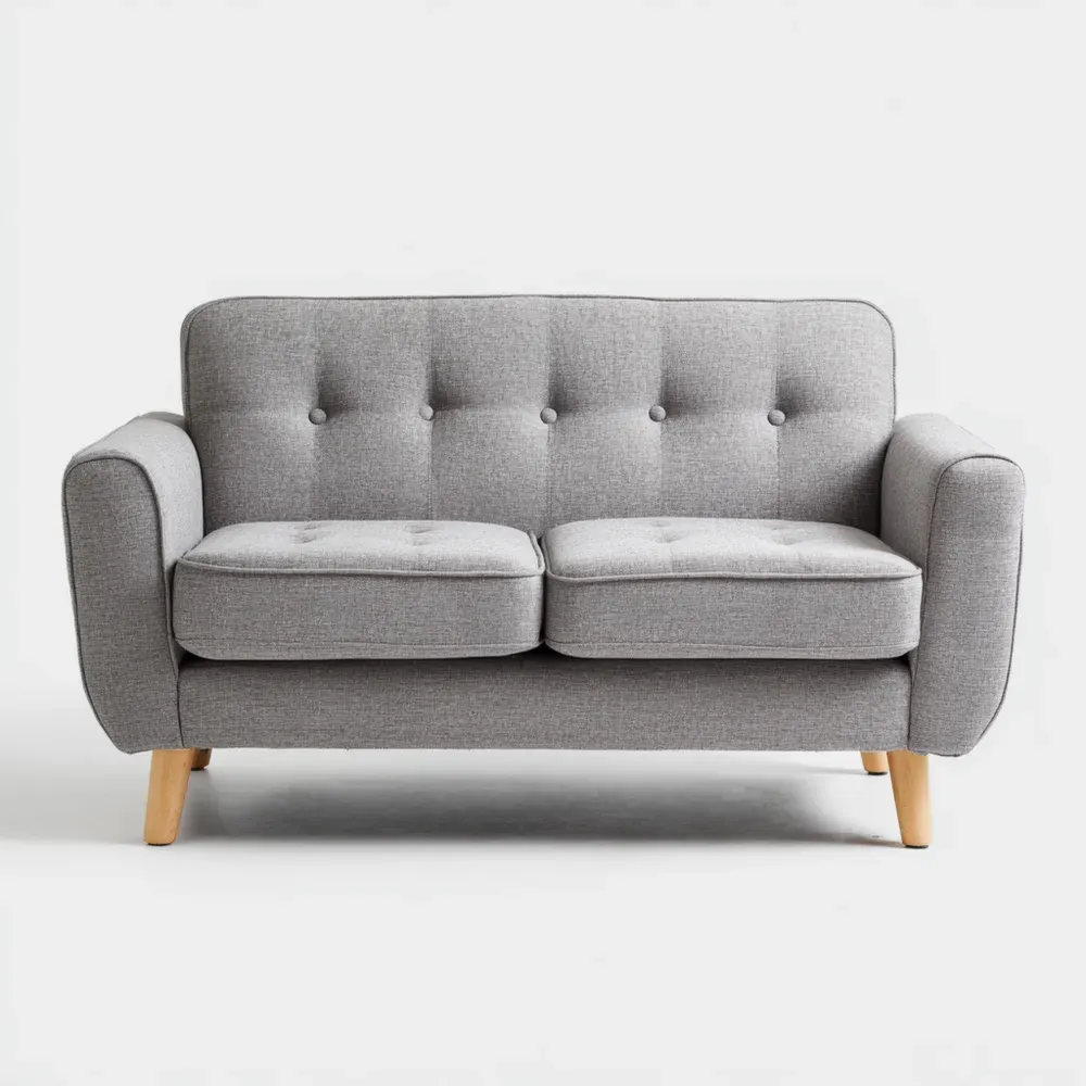 Sofá de dos plazas 150x80x85 cm Tapizado en tela – Gris Claro – Estilo moderno