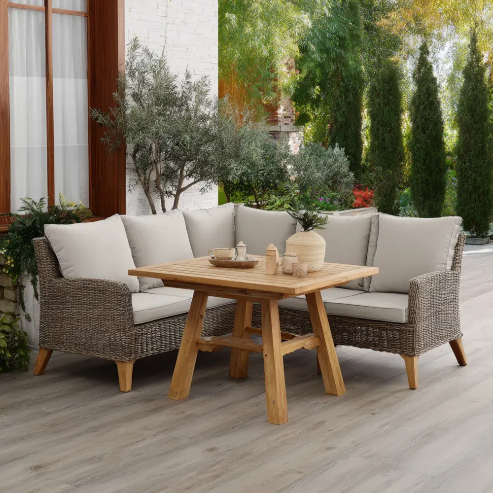 Conjunto de Sofás de Jardín Ratán 150x75x80 cm - Beige - Moderno