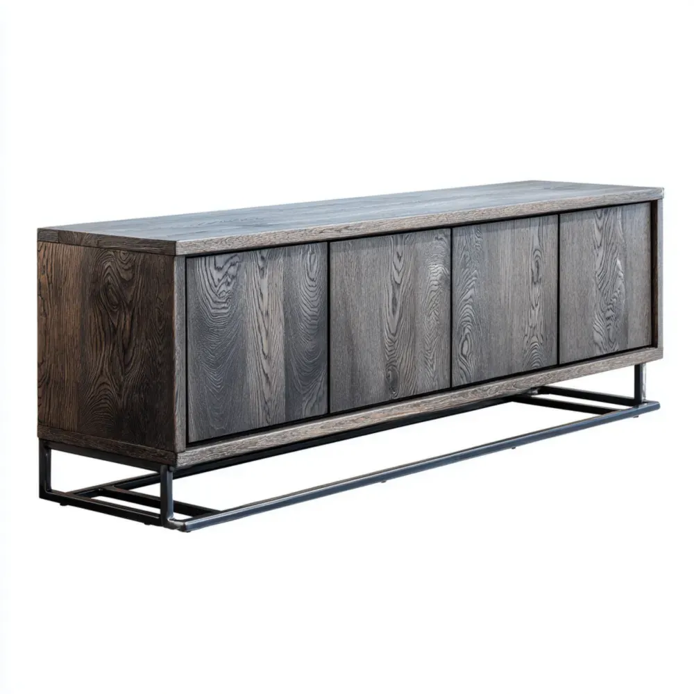 Mueble de TV de Madera 150x40x50 cm – Gris – Estilo Industrial