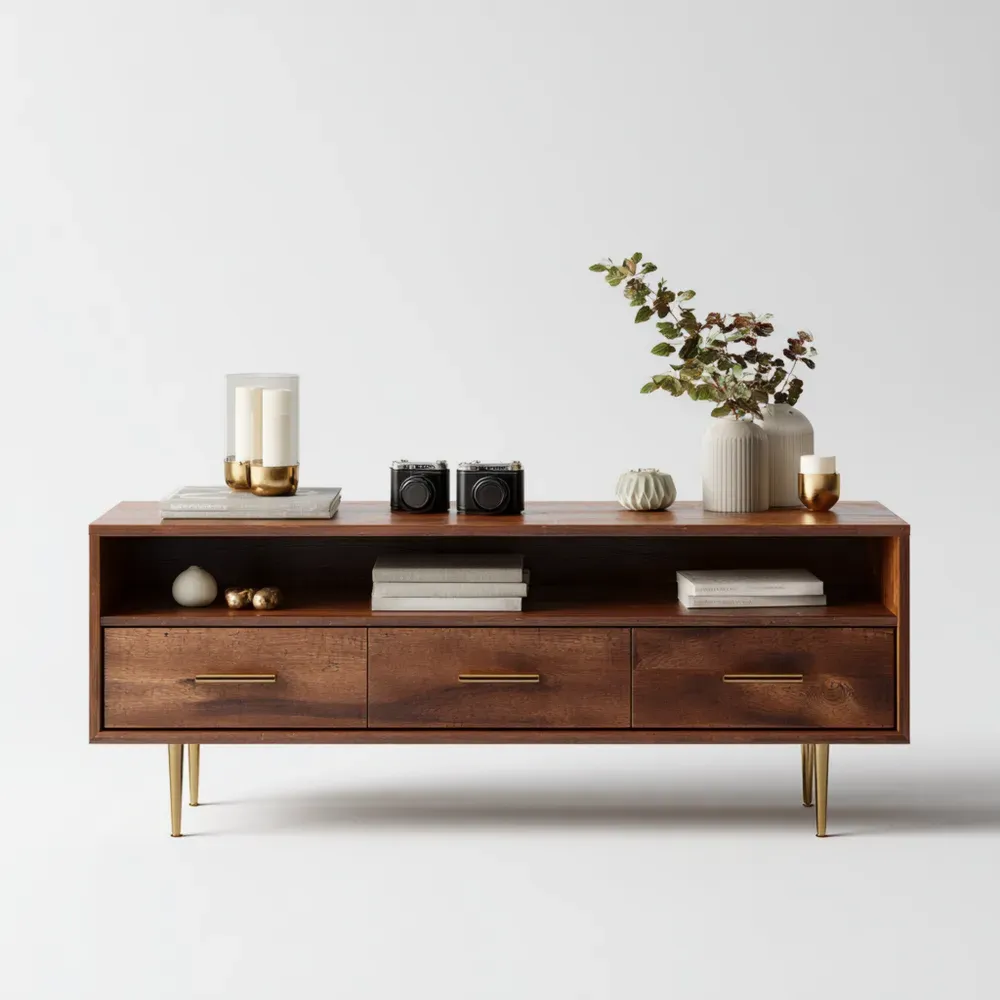 Mueble de TV de Madera 150x45x50 cm - Marrón - Diseño Moderno