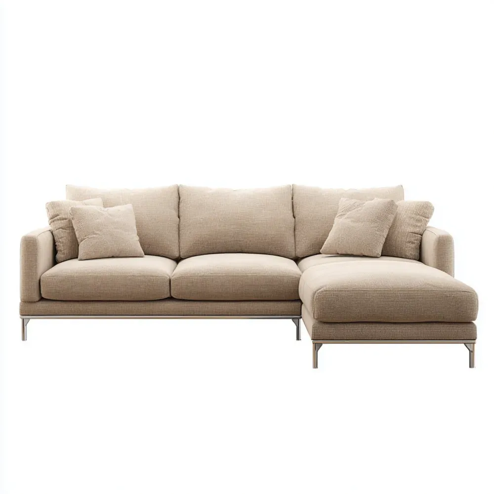 Sofá Seccional Tela 290x90x160 cm – Beige – Diseño Contemporáneo