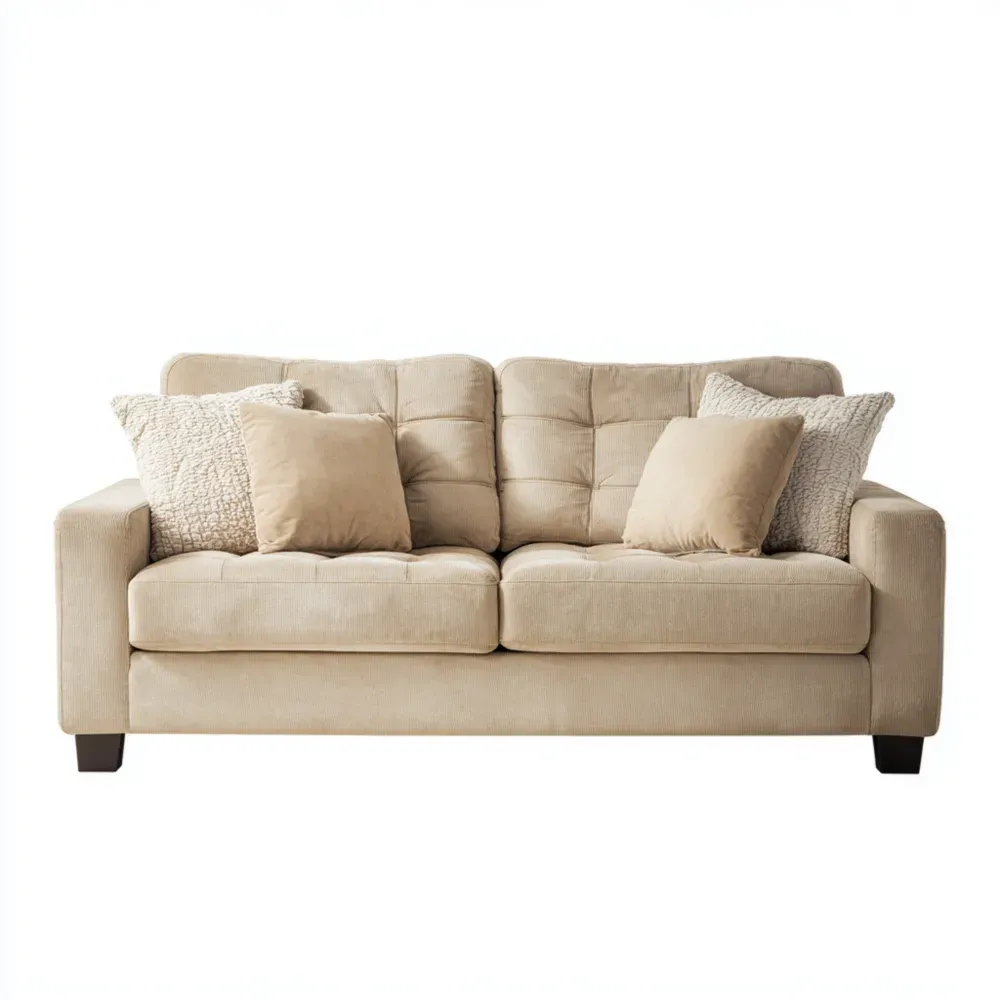 Sofá de tela Beige 200x90x80 cm - Diseño moderno