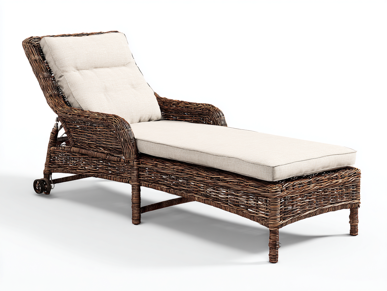 Tumbonas de jardín ratán sintético 195x70x88 cm - marrón y beige - respaldo ajustable diseño natural para exterior-Homiupshop