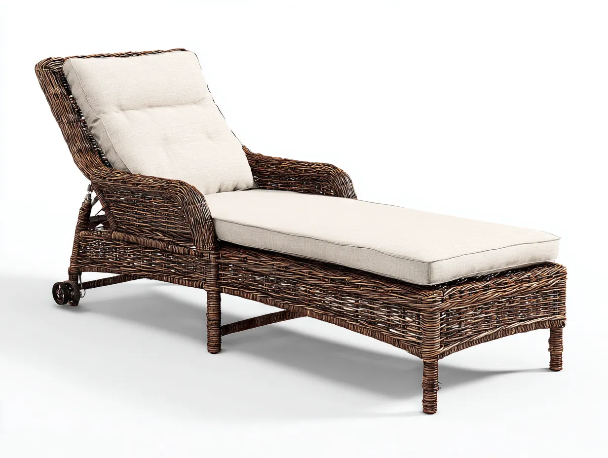 Tumbonas de jardín ratán sintético 195x70x88 cm - marrón y beige - respaldo ajustable diseño natural para exterior-Homiupshop
