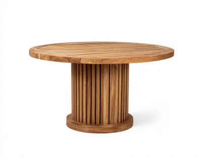 Mesa de jardín madera maciza redonda 120x120x75 cm color madera para exterior estilo natural-Homiupshop