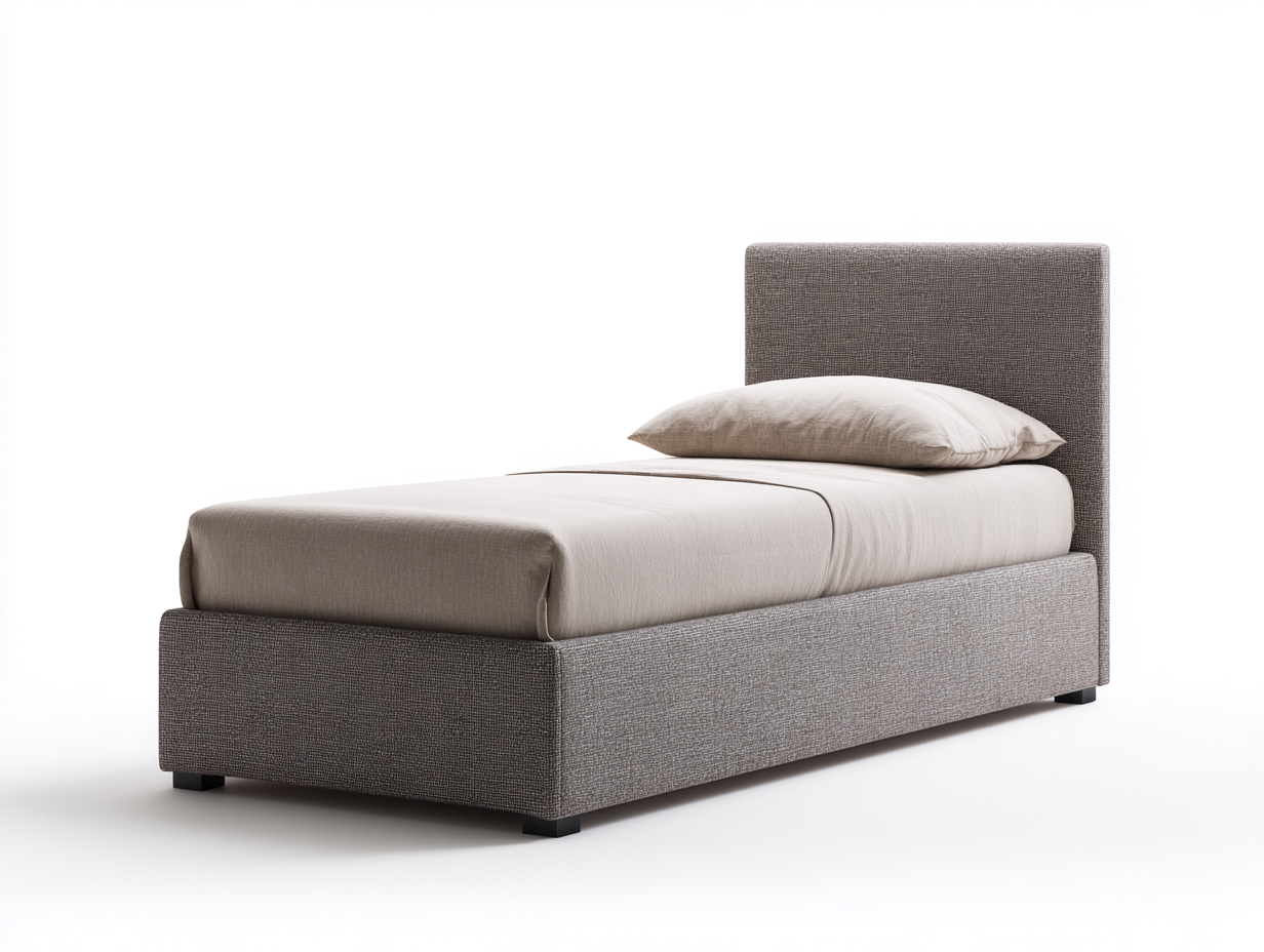 Camas individuales tapizadas 200x90x95 cm - tela gris - diseño moderno-Homiupshop
