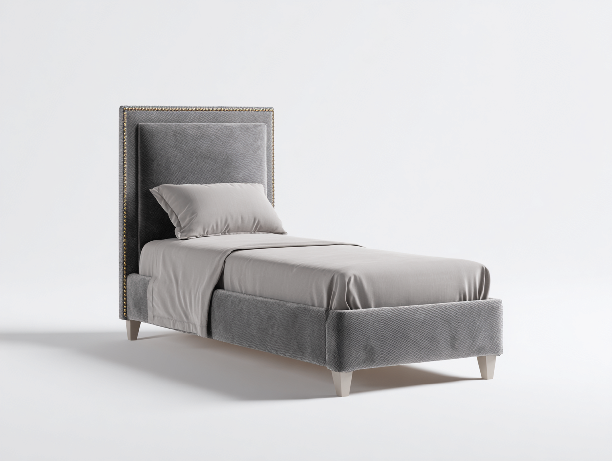 Camas individuales tapizada tela 200x100x110 cm - gris - cabecero acolchado diseño moderno para dormitorio-Homiupshop
