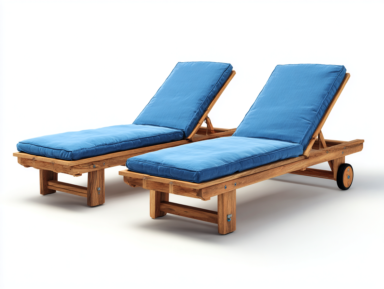 Tumbonas de jardín madera maciza 200x70x90 cm azul con cojines para exterior estilo natural-Homiupshop