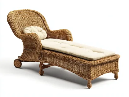 Tumbonas de jardín de ratán 195x70x85 cm - marrón-beige - diseño clásico con ruedas-Homiupshop
