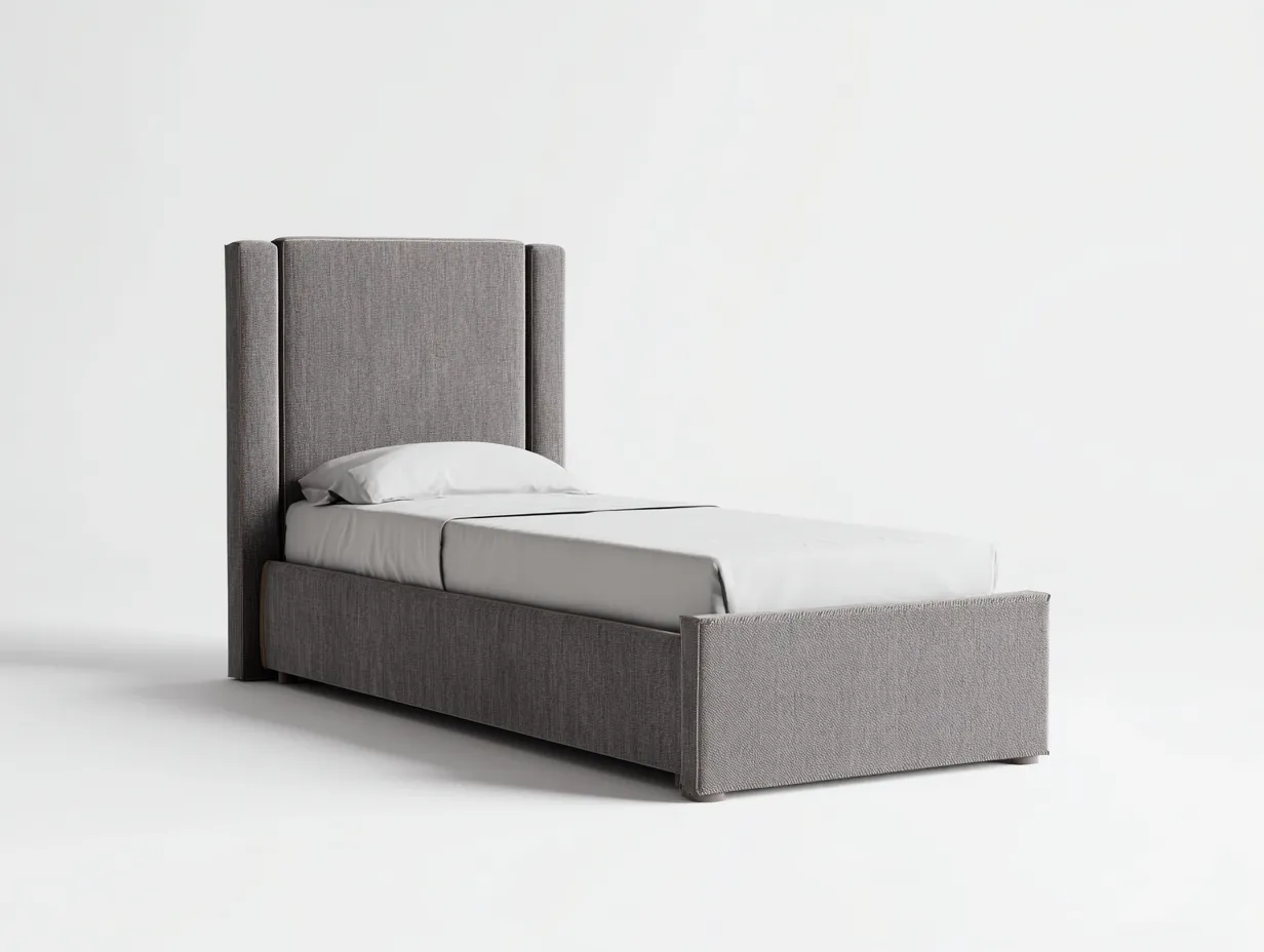 Camas individuales tapizada tela 200x100x110 cm gris dormitorio - diseño moderno-Homiupshop