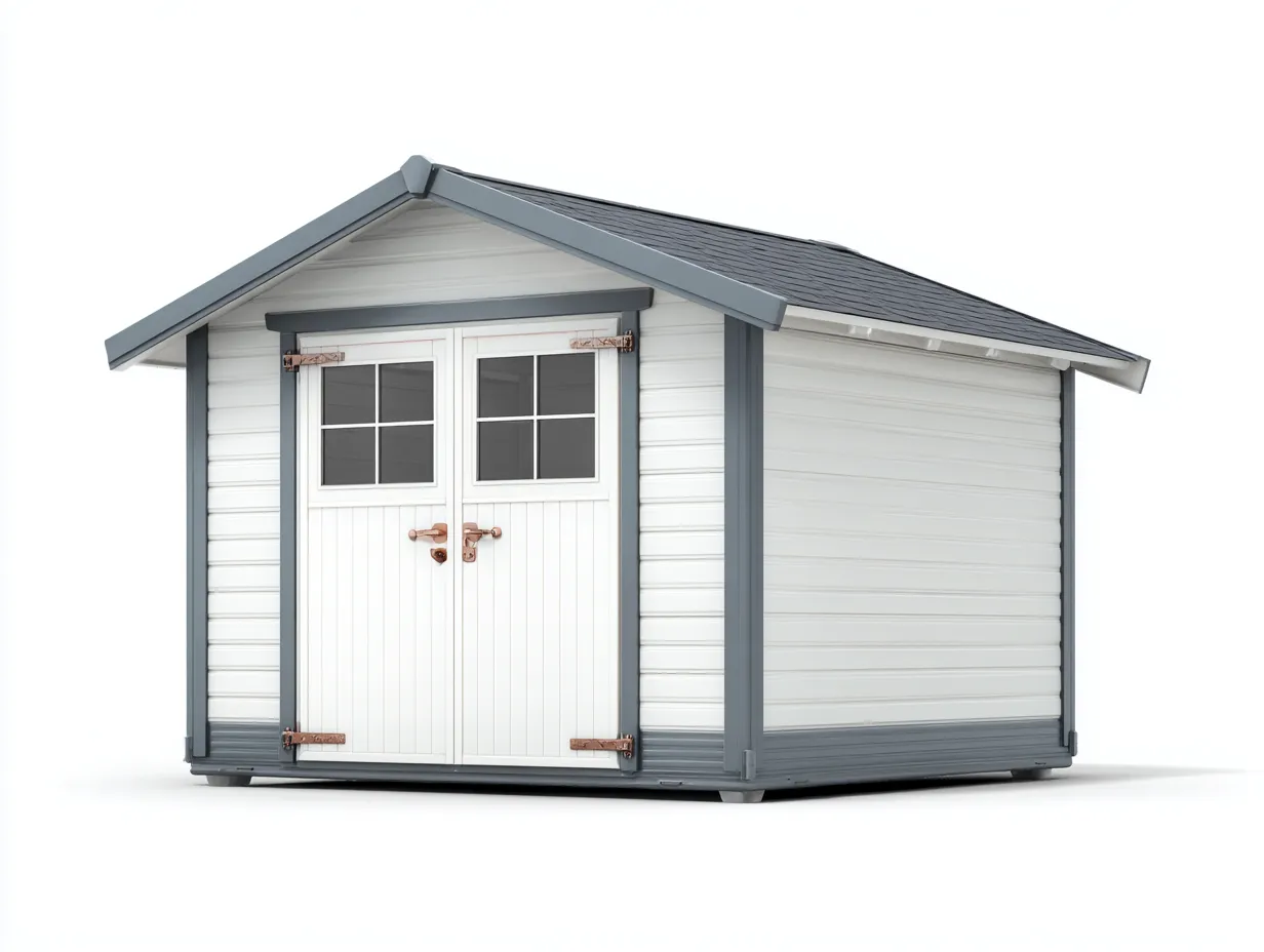 Gartenhäuser-Kunststoff-Metall-214 x 168 x 196 cm-Weiß-Grau-Moderner Stil-Luxegobase