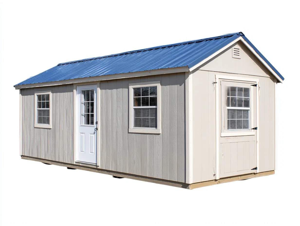 Gartenhäuser-Holz-Metall-368 x 238 x 248 cm-Grau-Weiß-Blau-Moderner Stil-Luxegobase