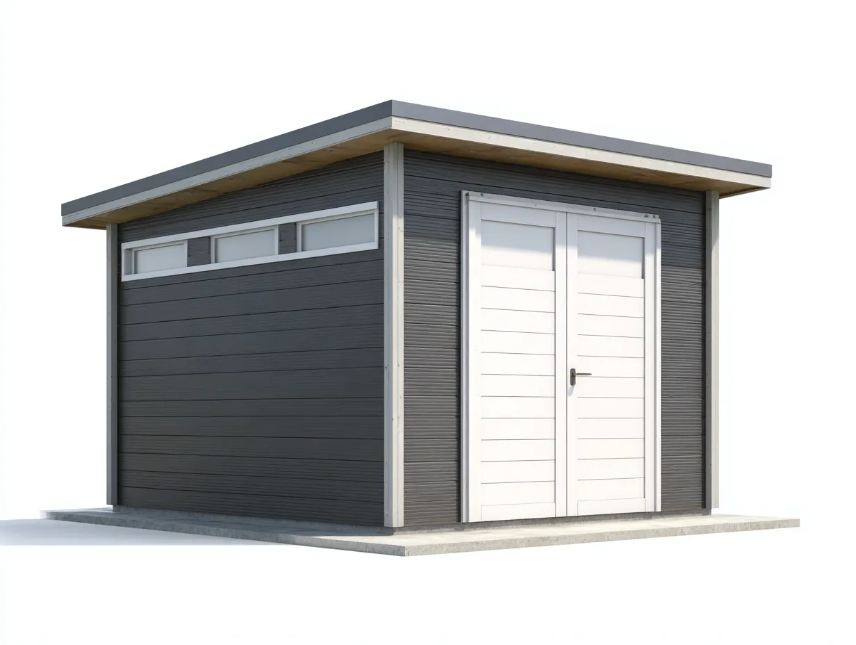 Gartenhäuser-Holz-Metall-248 x 198 x 214 cm-Dunkelgrau-Weiß-Moderner Stil-Luxegobase