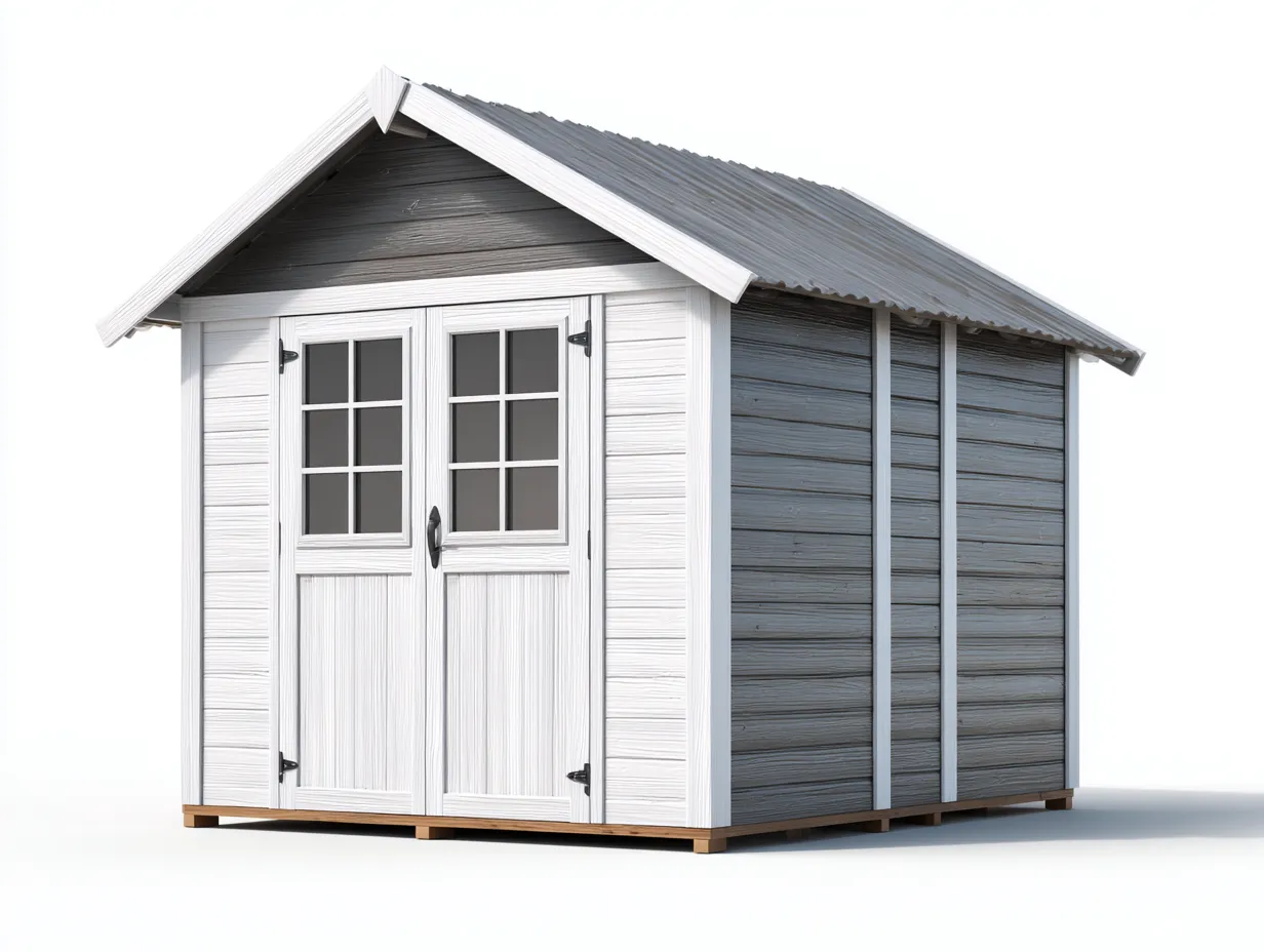 Gartenhäuser-Kunststoff-Metall-214 x 168 x 196 cm-Weiß-Grau-Moderner Stil-Luxegobase