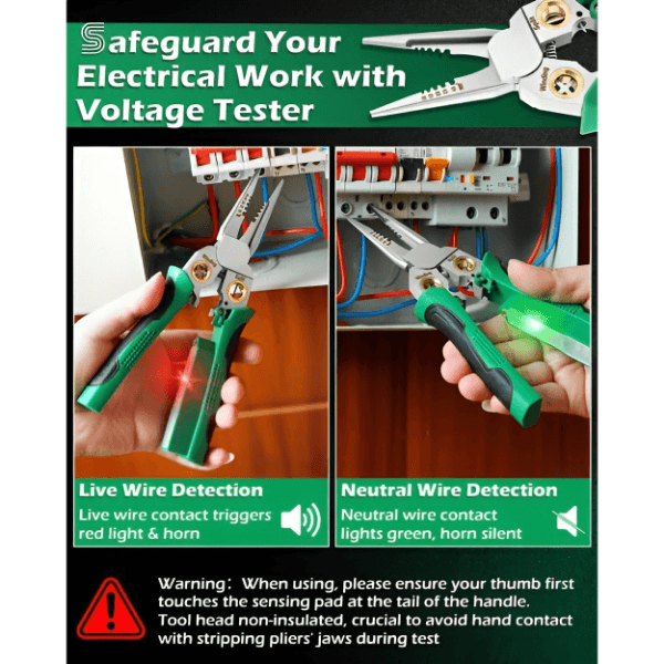 8-in-1 Wire Stripper and Cutter (20.7 cm) – Strips, Cuts, Crimps and Checks Voltage in One Tool | POWERPLIERS