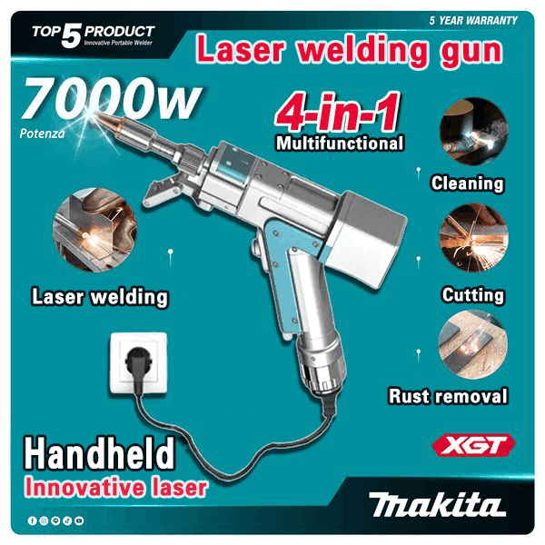 Makita 7000W Innovative Portable Laser Welding Gun 4-in-1 (Welding + Cleaning + Cutting + Derusting)