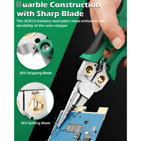 8-in-1 Wire Stripper and Cutter (20.7 cm) – Strips, Cuts, Crimps and Checks Voltage in One Tool | POWERPLIERS