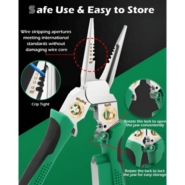 8-in-1 Wire Stripper and Cutter (20.7 cm) – Strips, Cuts, Crimps and Checks Voltage in One Tool | POWERPLIERS