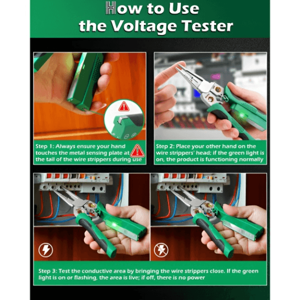 8-in-1 Wire Stripper and Cutter (20.7 cm) – Strips, Cuts, Crimps and Checks Voltage in One Tool | POWERPLIERS
